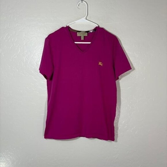 Burberry Magenta V-Neck Shirt - Picture 1 of 9